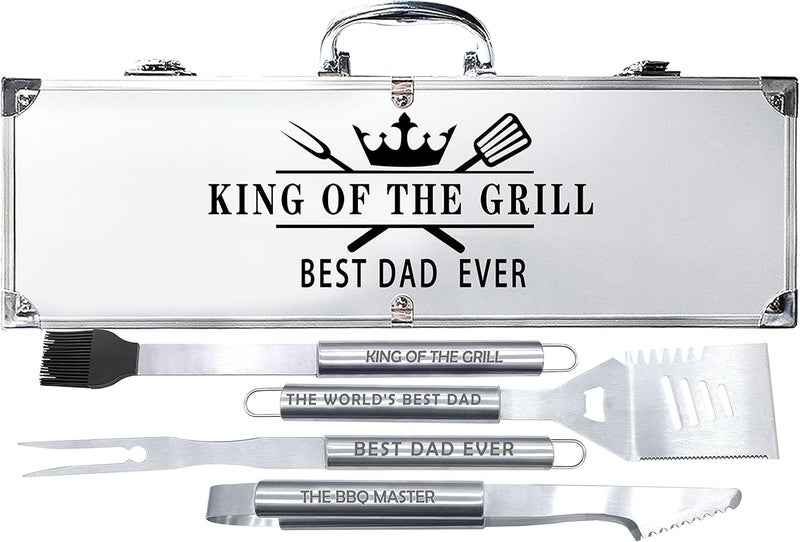 Bonsai Tree Dad Birthday Gifts from Daughter, Gifts for Dad, Best Dads Ever Gift for Fathers Day - Cool Grilling BBQ Present for Father from Son - Daddy Stainless Steel Metal Tool Heavy Duty Set 4 - Image 1